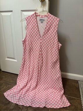 Lilly Pulitzer Pink and White Gingham Sleeveless V-Neck Dress